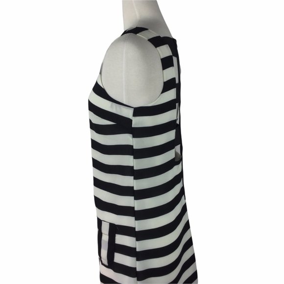 Monteau Black/White Striped Sheath Dress - Cutout Back, Small - Picture 3 of 6